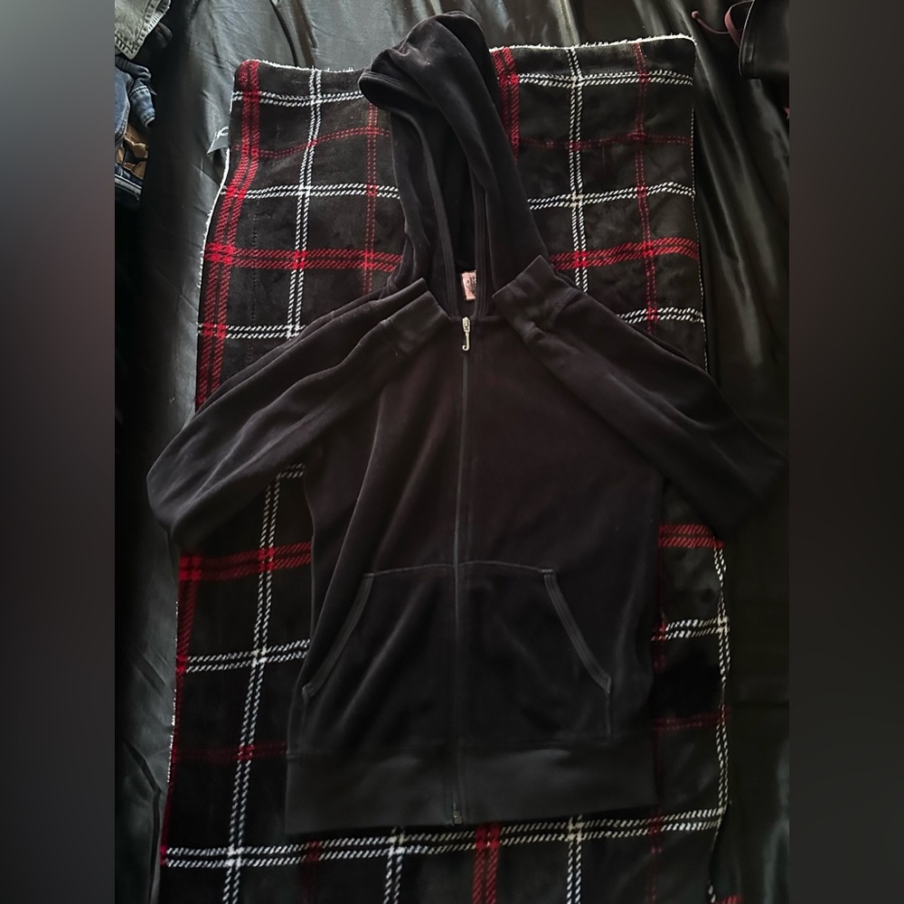 Vintage Juicy Couture Velour Black Zip Up Hoodie